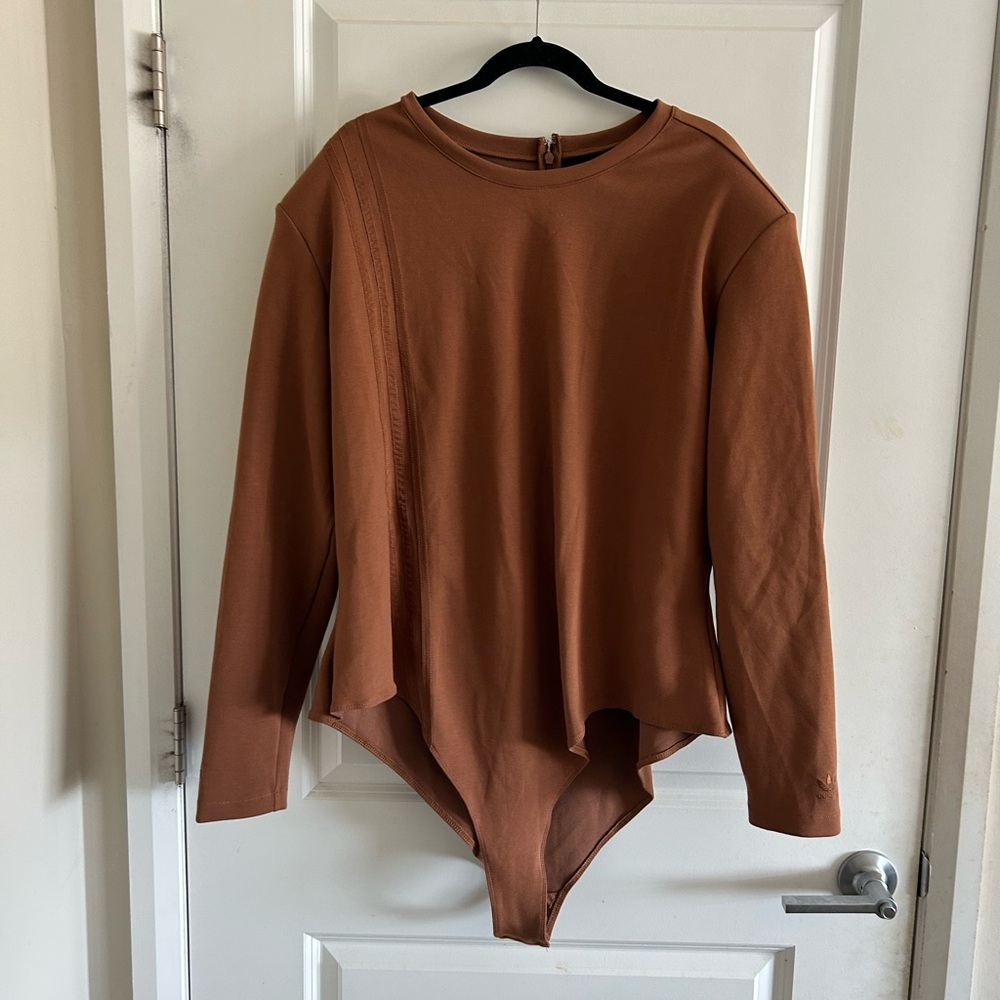 Adidas X Ivy Park Women's Brown Long-Sleeve Bodysuit Top
